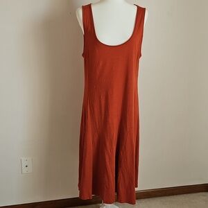 Garnet Hill XL Organic Pima Cotton Godet Hem Tank Midi Dress Granola